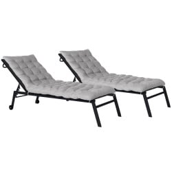 Coussin universel pour transat bain de soleil - gris x2