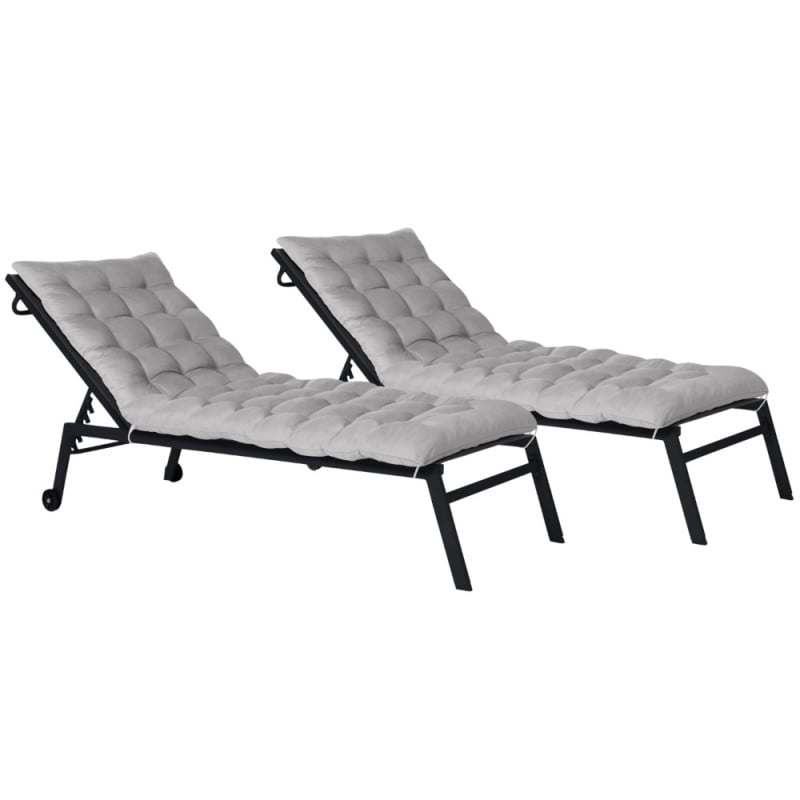 Coussin universel pour transat bain de soleil - gris x2