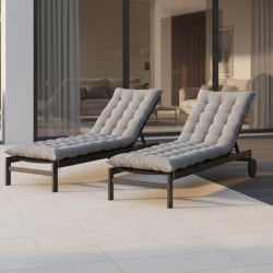 Coussin universel pour transat bain de soleil - gris x2