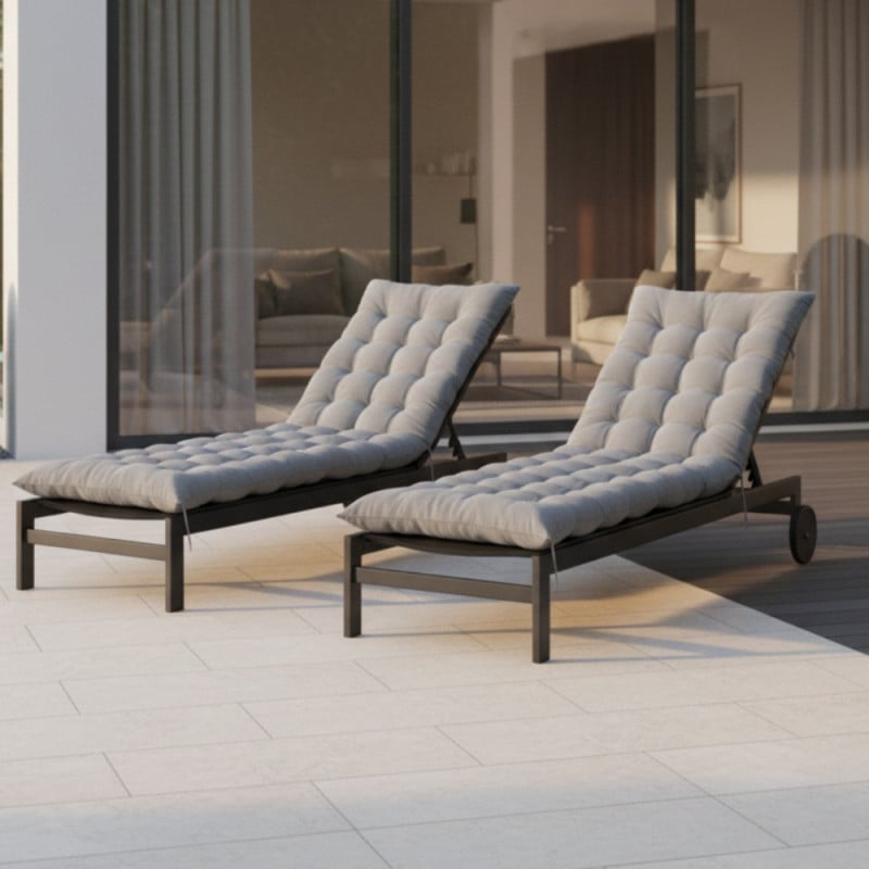 Coussin universel pour transat bain de soleil - gris x2