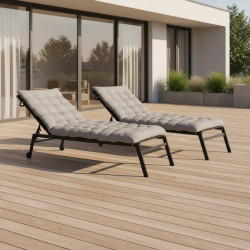 Coussin universel pour transat bain de soleil - gris x2