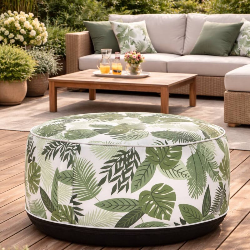 Pouf extérieur gonflable rond déhoussable ⌀ 50 cm