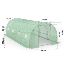 Serre tunnel jardin 18m² bâche renforcée anti-UV