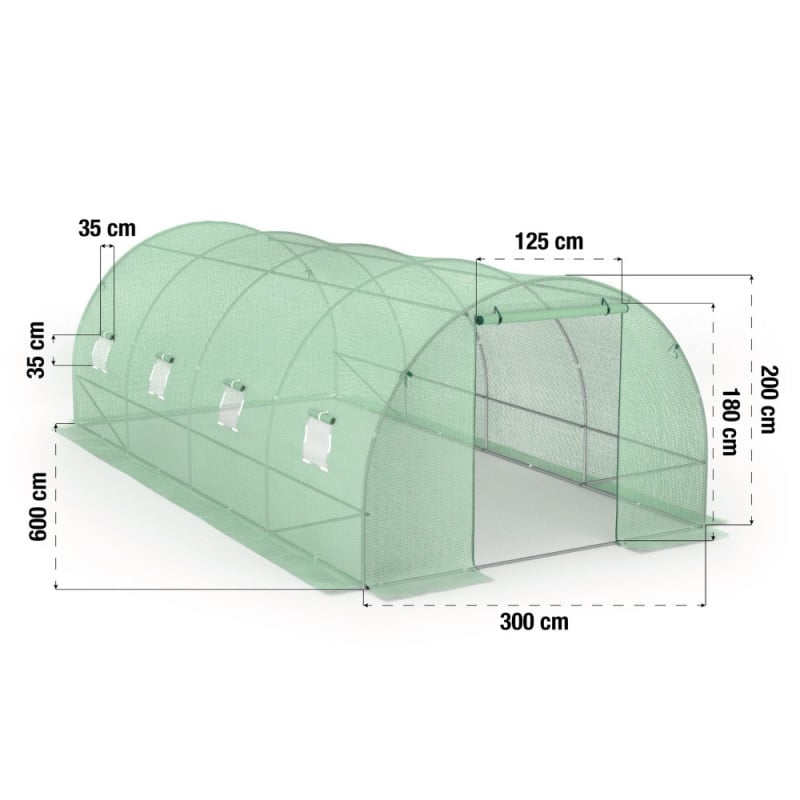 Serre tunnel jardin 18m² bâche renforcée anti-UV