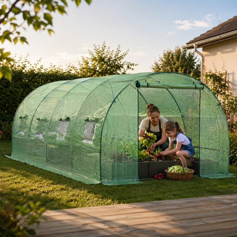 Serre tunnel jardin 18m² bâche renforcée anti-UV