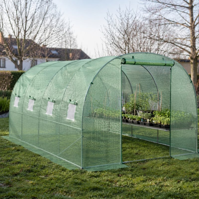 Serre tunnel jardin 18m² bâche renforcée anti-UV
