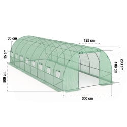 Serre tunnel 24m² bâche renforcée - Jardin