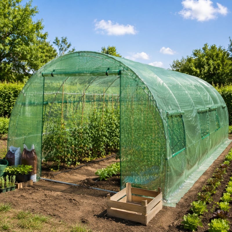 Serre tunnel 24m² bâche renforcée - Jardin