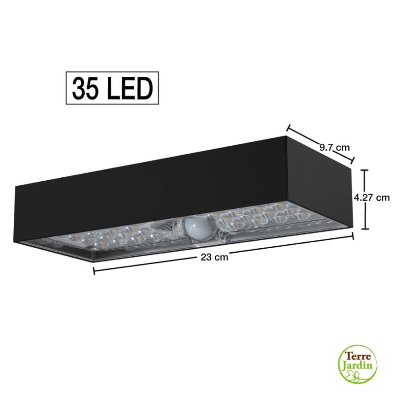 Lampe murale solaire détecteur de mouvement 900 lumens IP65