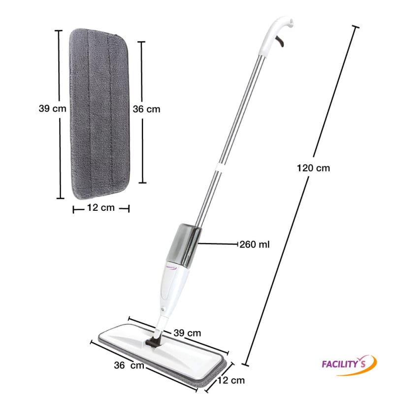 Balai serpillière pulvérisateur avec réservoir 300 ml et 2 mop