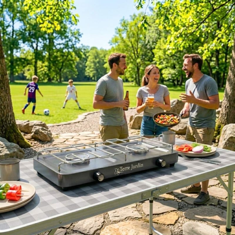 Réchaud de camping gazinière 2 feux TERRA'GAZ