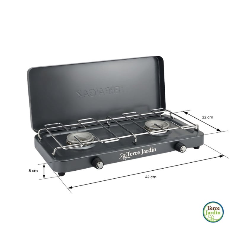 Réchaud de camping gazinière 2 feux TERRA'GAZ