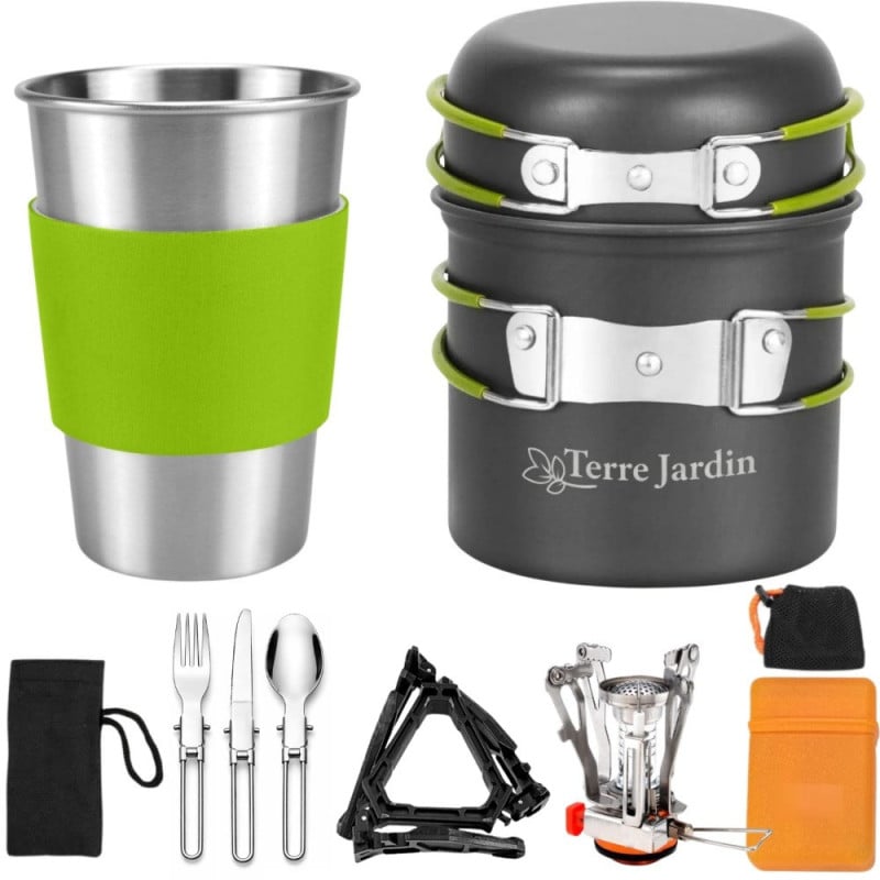 Kit popote de camping 12 pièces avec réchaud Trailgaz Pan