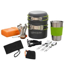 Kit popote de camping 12 pièces avec réchaud Trailgaz Pan