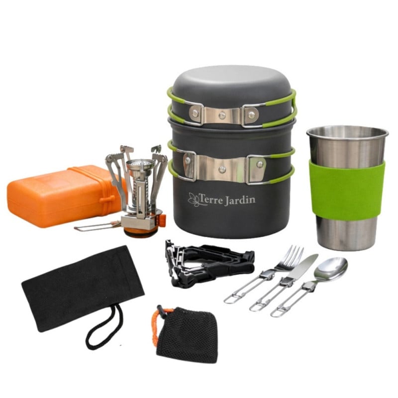 Kit popote de camping 12 pièces avec réchaud Trailgaz Pan