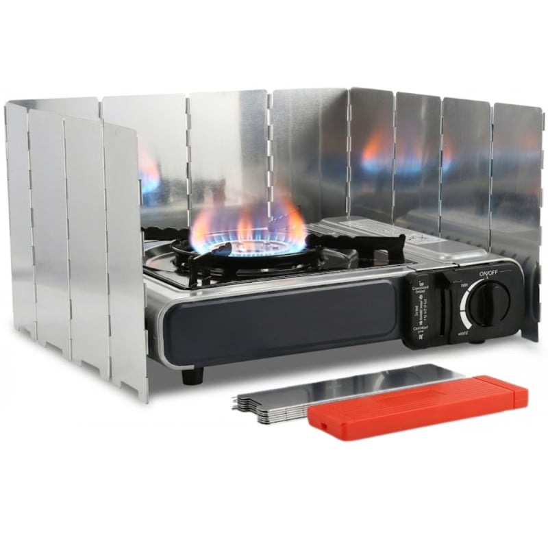 Pare-vent pliable pour réchaud de camping aluminium 12 panneaux
