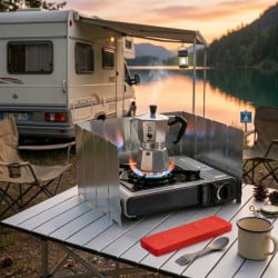 Pare-vent pliable pour réchaud de camping aluminium 12 panneaux