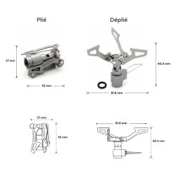 Réchaud de randonnée pliable TRAILGAZ TITANIUM PLUS