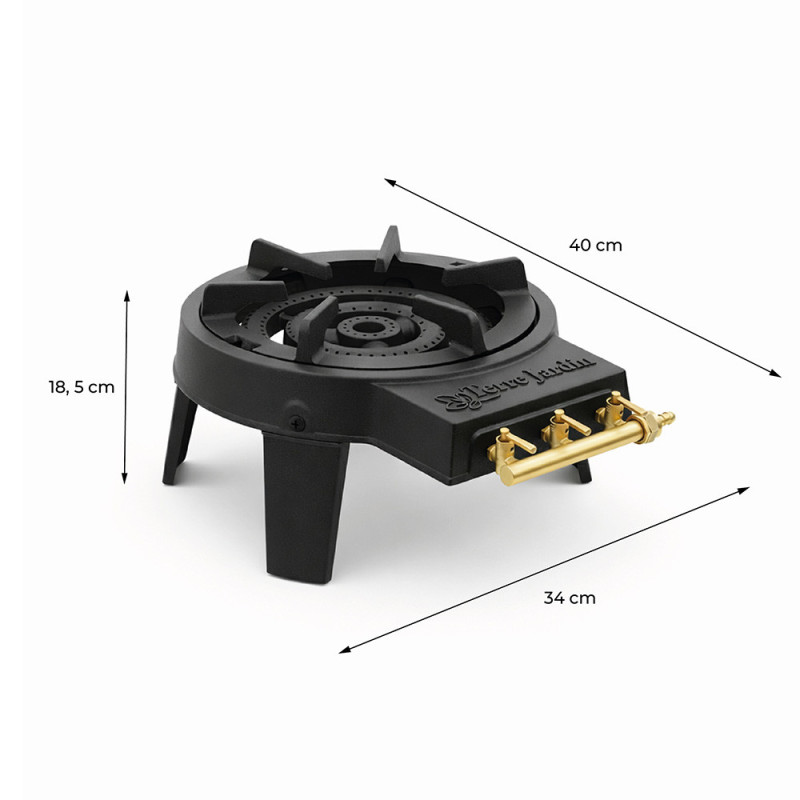 Réchaud à gaz en fonte 3 feux 4 pieds 9,5 kW GAZTIVAL PRO