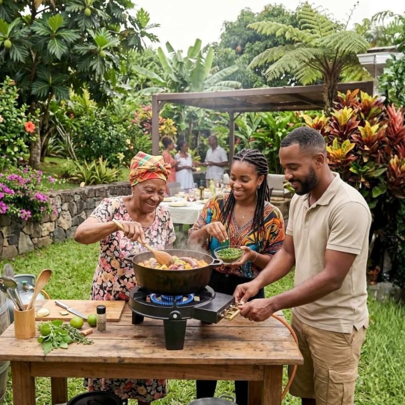 Réchaud à gaz en fonte 3 feux 4 pieds 9,5 kW GAZTIVAL PRO