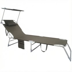 Chaise longue pliante pare-soleil Sunfold Plus gris