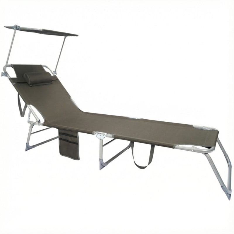 Chaise longue pliante pare-soleil Sunfold Plus gris