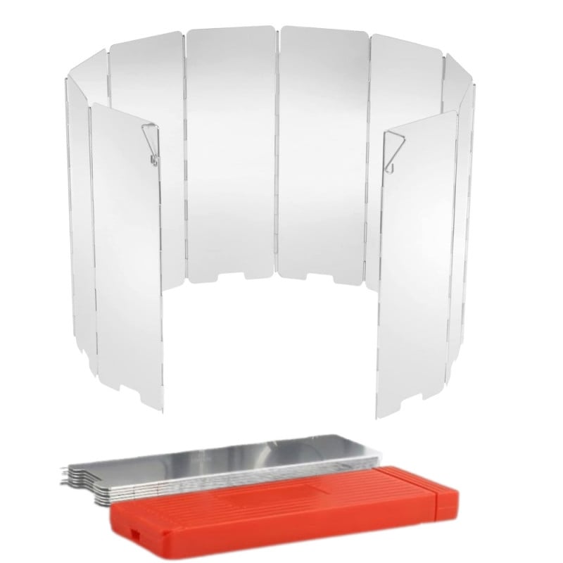 Pare-vent pliable aluminium pour réchaud de camping 10 panneaux