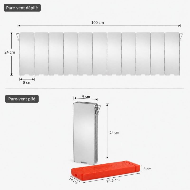 Pare-vent pliable pour réchaud de camping aluminium 12 panneaux