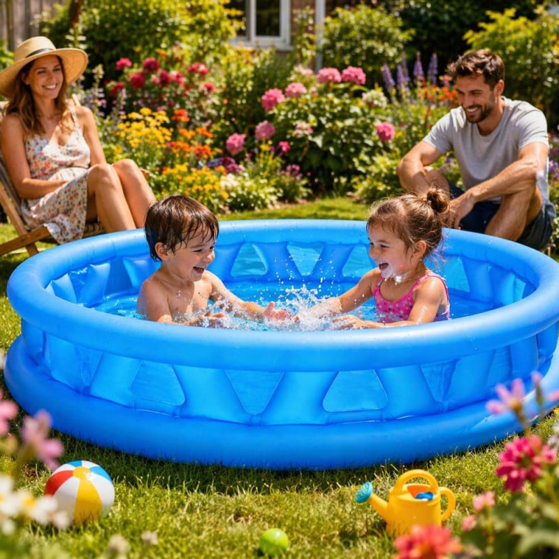 Piscine gonflable ronde enfant 188 cm — 790 L — 3 chambres à air
