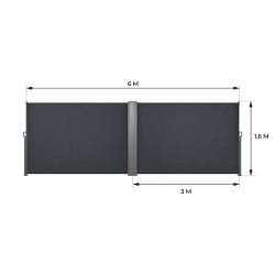 Paravent rétractable extérieur 6m | Gris 600x160cm