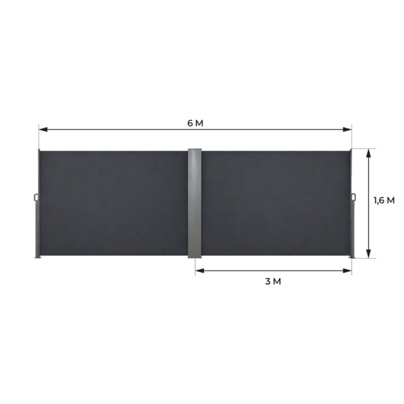 Paravent rétractable extérieur 6m | Gris 600x160cm