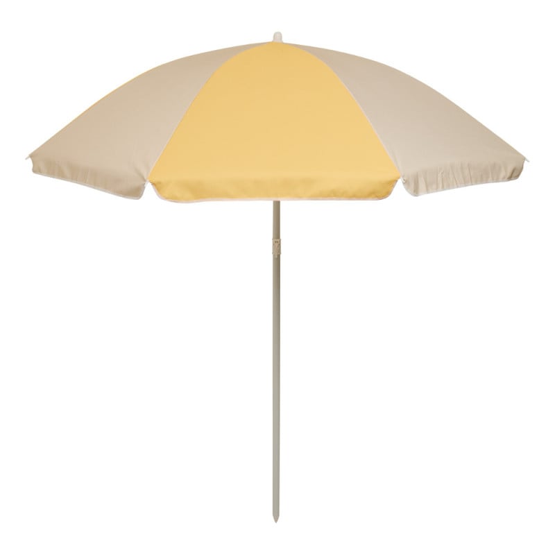 Parasol de plage poolside jaune et beige - Ø 160 cm, anti-UV