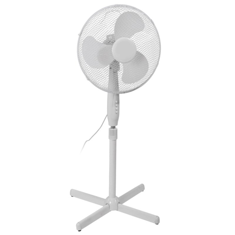 Ventilateur sur pied blanc 45 W — 3 vitesses oscillant tête inclinable