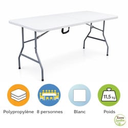 Table de jardin pliante 8 personnes | 180 cm