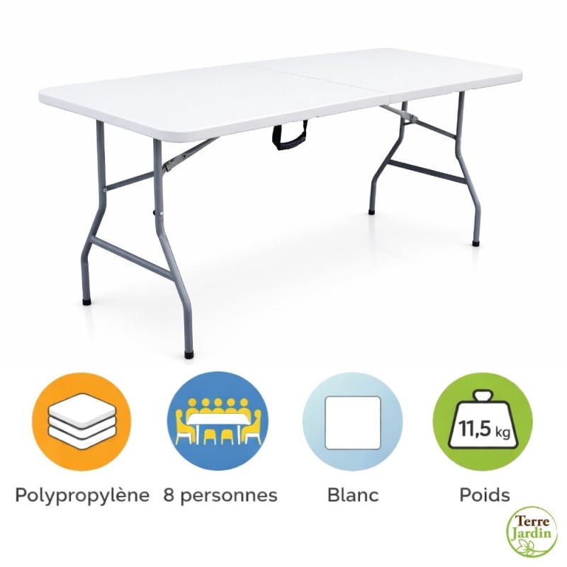 Table de jardin pliante 8 personnes | 180 cm