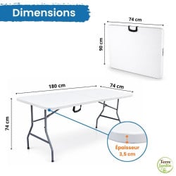 Table de jardin pliante 8 personnes | 180 cm