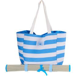 Tapis de plage refermable effet paille et sac de plage assortis