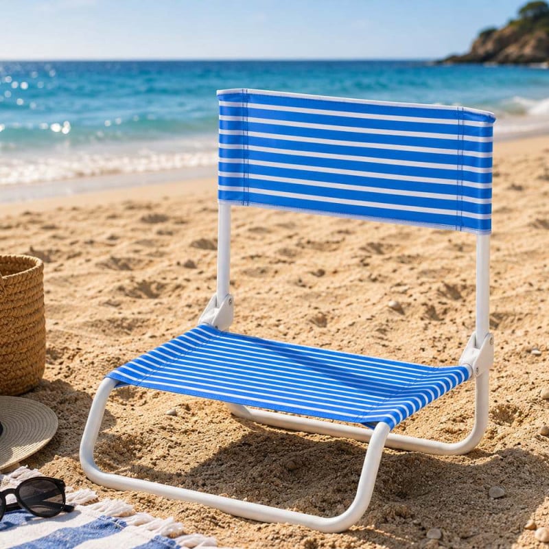 chaise de plage pliable à rayures