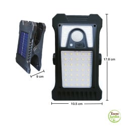 Lampe solaire pince avec détecteur de mouvement 350 lm