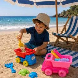 Camion de plage avec accessoires